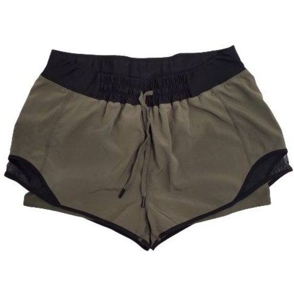 MPG Women's Olive Combo Athletic Training Running Retro Run Shorts Size Large - Picture 1 of 10